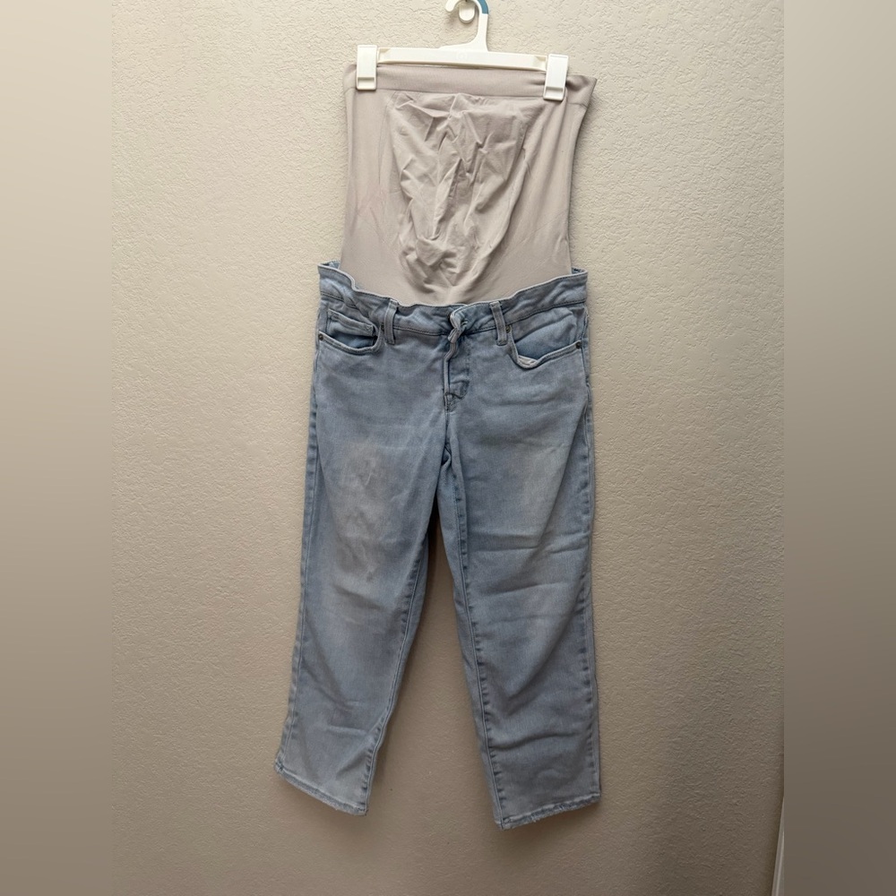 Blanqi Everyday Maternity Straight Leg Jeans Light Wash Size 12 Ankle Support